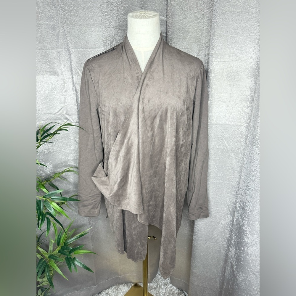 Kut from the Kloth Women’s Suede Drape Jacket Taupe Sz S